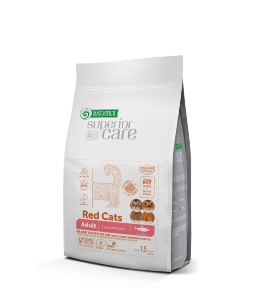Superior Care Grain Free cu Hering pentru Pisici Adulte cu Blana Rosie 1.5kg