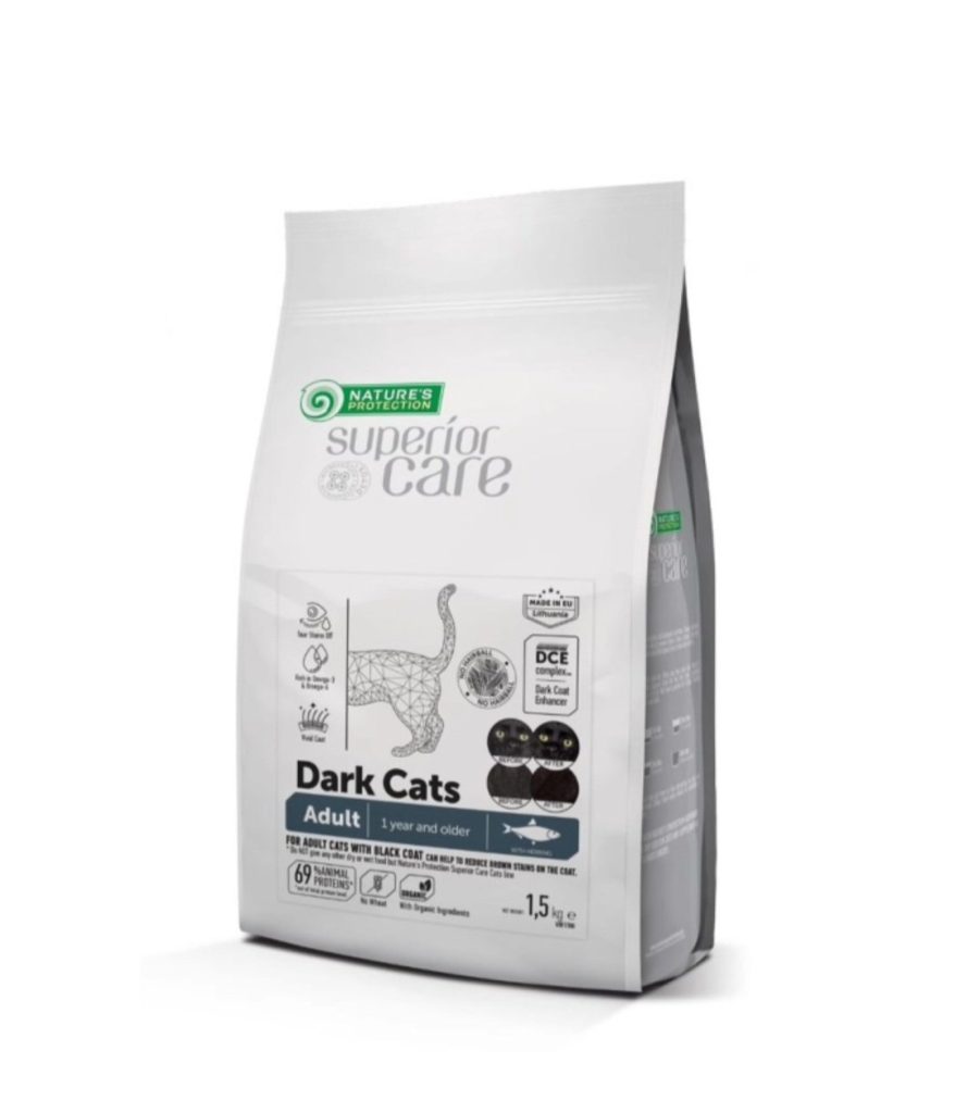 Superior Care Grain Free cu Hering pentru Pisici Adulte cu Blana Inchisa  1.5kg