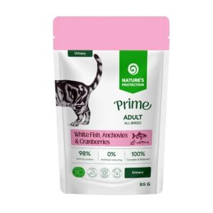 Nature's Protection Prime Urinary cu Peste Alb si Merisoare pentru Pisici 85 Gr