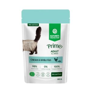 Nature's Protection Prime cu Pui si Peste Alb pentru Pisici 85 Gr (skin and coat)