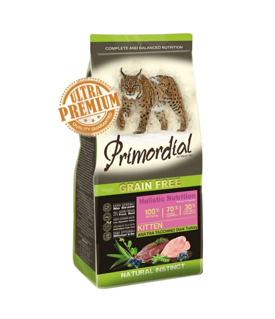 Primordial Grain-Free Holistic Kitten cu Rata si Curcan 2kg