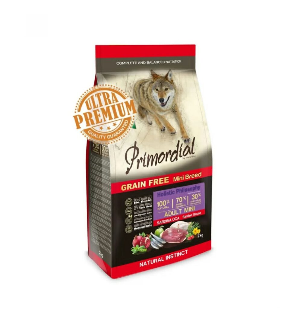 Primordial Grain-Free Holistic Dog Adult Mini cu Sardine si Gasca 2kg